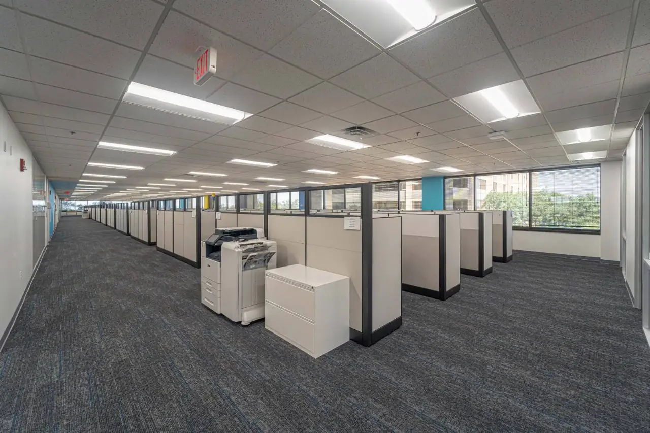 Office workstation area with new electrical