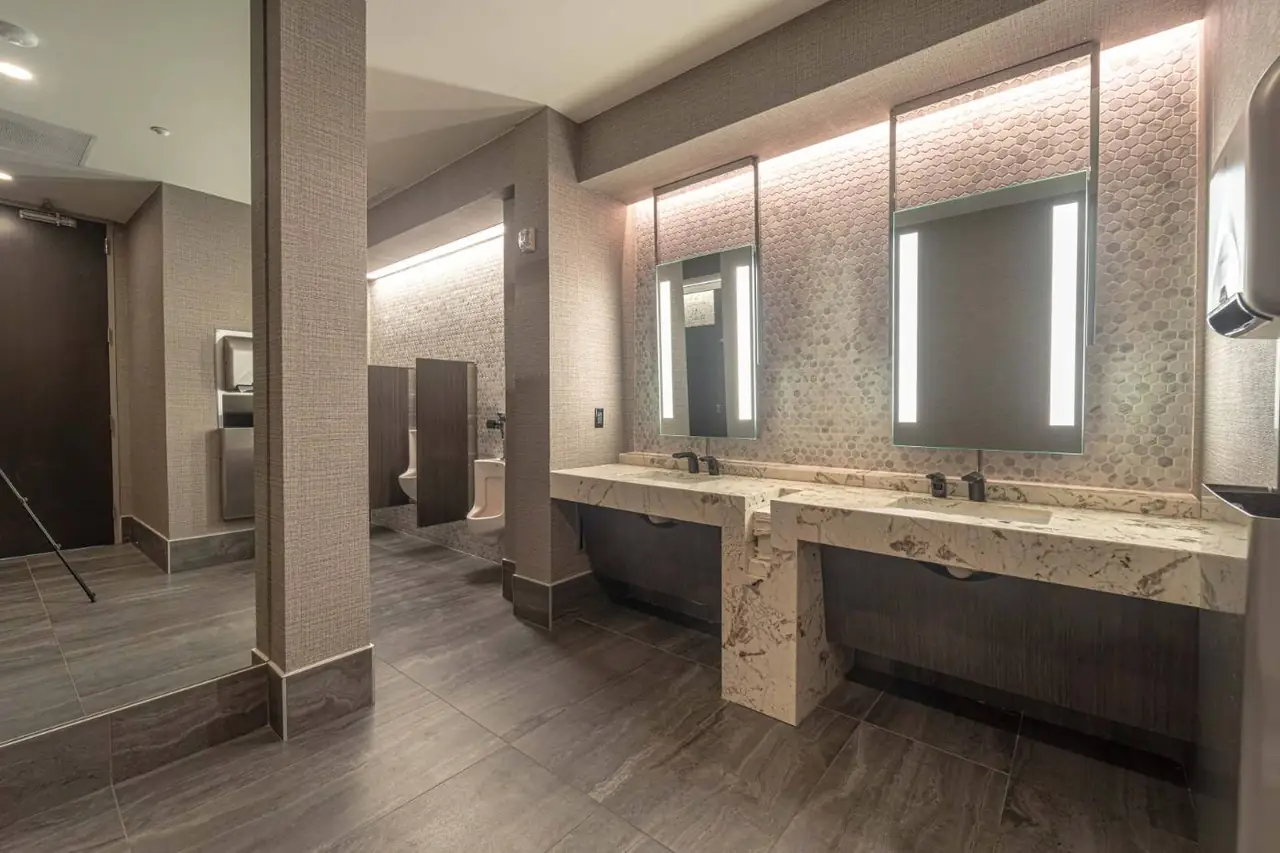 Luxury commercial restroom lighting design