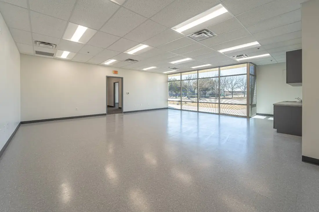 Office storefront glazing and lighting